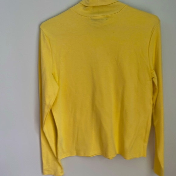 NEW Ralph Lauren women’s medium yellow cotton long sleeve turtleneck - Picture 2 of 5